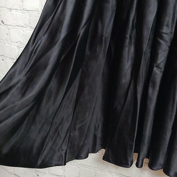 Carmen Marco Valvo Silk Black Sequined Full Midi Pleated Luxe Skirt Designer Vtg - Picture 4 of 12